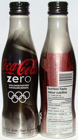 Coca Cola Winter Olympic Games 2010 Vancouver Pavillon Canada Coke aluminium bottle